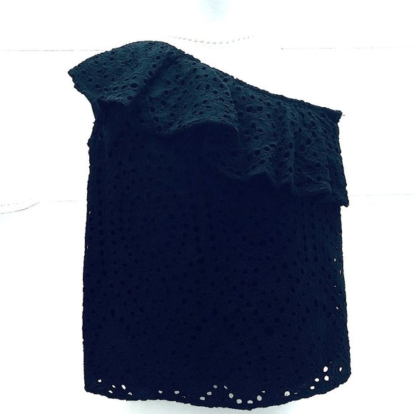Design 365 Asymmetrical Ruffle Eyelet Design Top - Picture 2 of 8